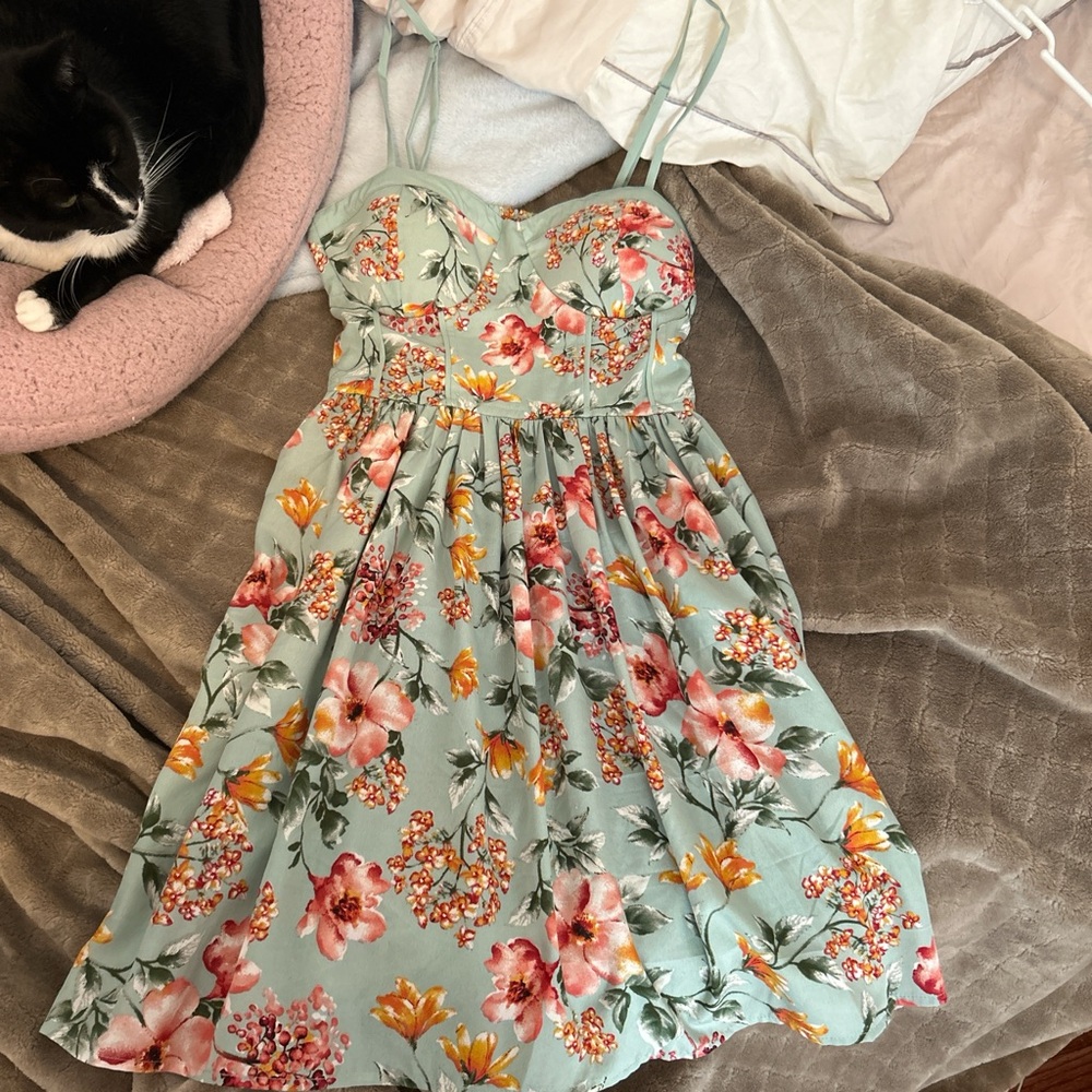 Floral mint green B.O.G Collective dress